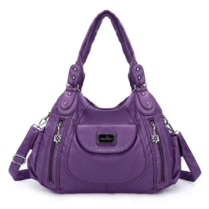 Women  handbag with High Quality Washed PU and Multi-pack