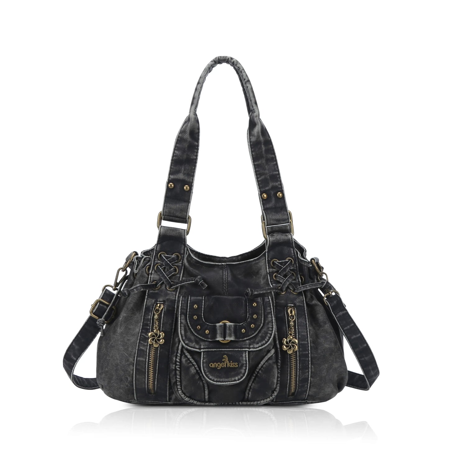 Vintage Multi-Pocket Satchel & Crossbody Bag