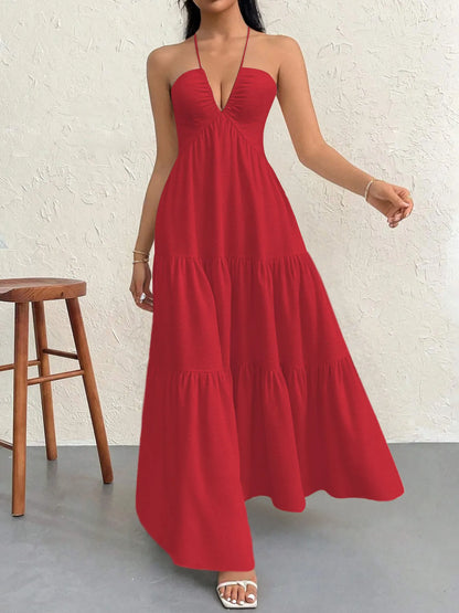 Halter Neck Tiered Maxi Dress