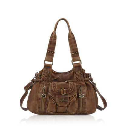 Vintage Multi-Pocket Satchel & Crossbody Bag