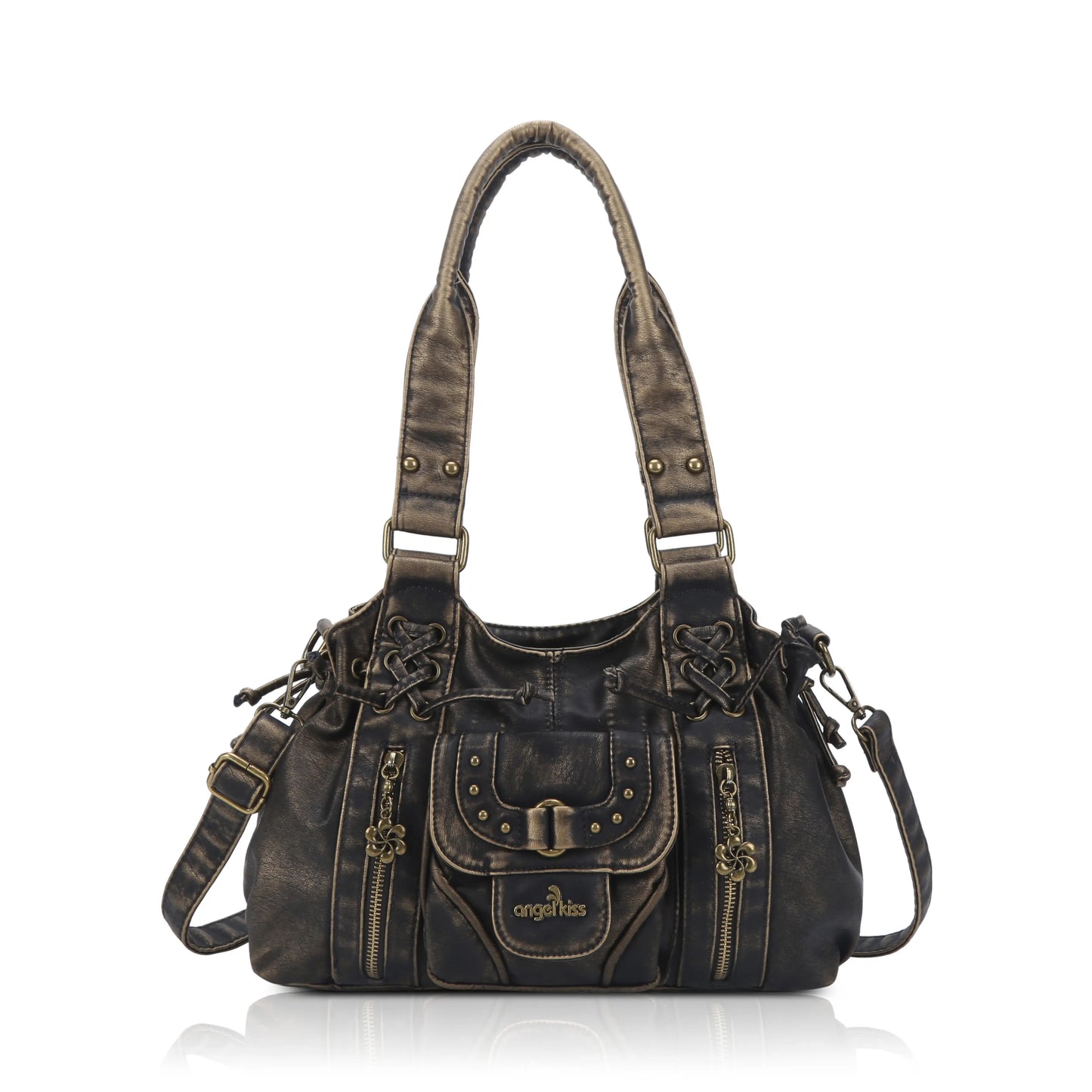 Vintage Multi-Pocket Satchel & Crossbody Bag