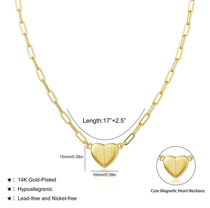 14K Gold Plated Magnetic Heart Necklace