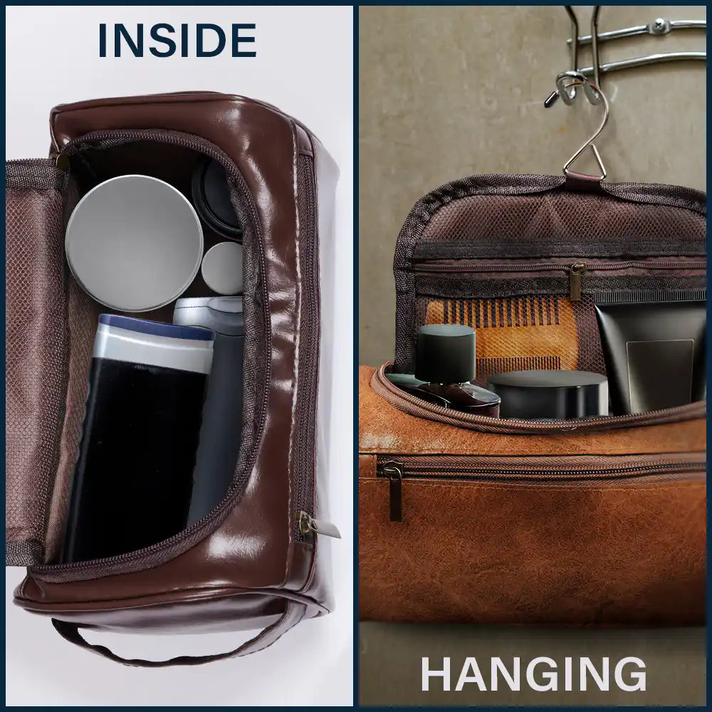 Man Crap Man Stuff Monogram - Personalized Leather Toiletry Bag