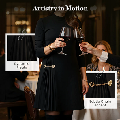 PLEATED LONG SLEEVED MINI DRESS