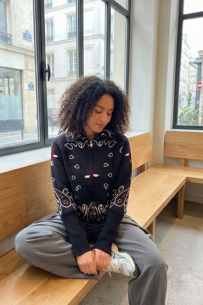 Bandana Patterned Cardigan