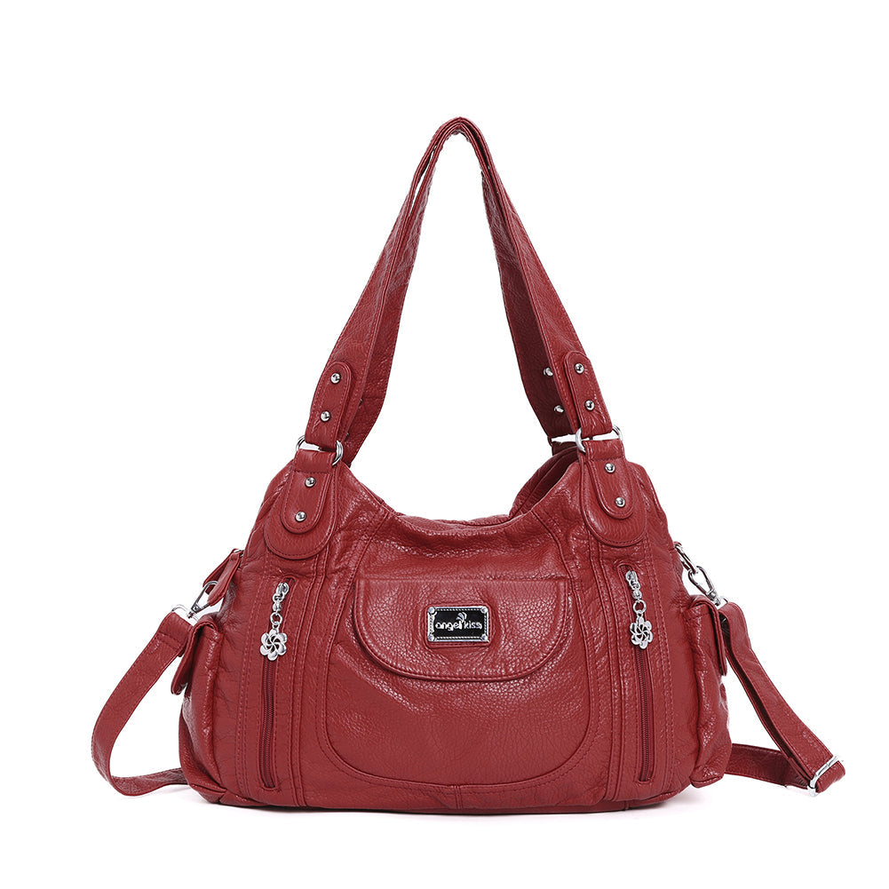 Women  handbag with High Quality Washed PU and Multi-pack
