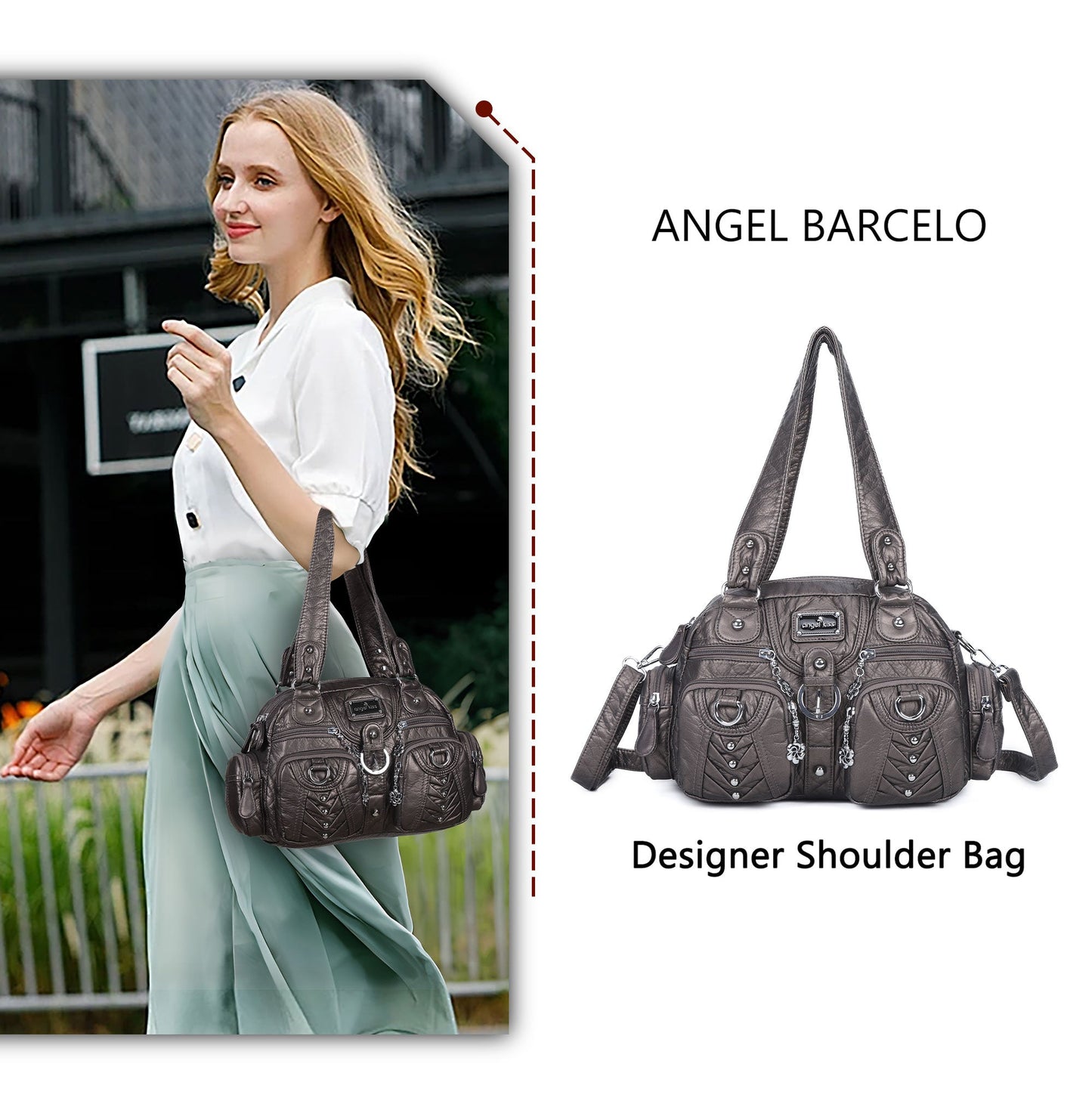 Washed Desigher Handbag For Women with Multi pockets