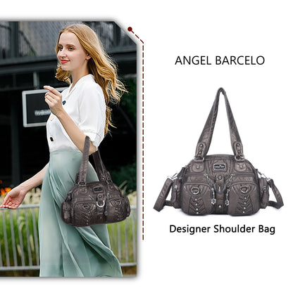 Washed Desigher Handbag For Women with Multi pockets