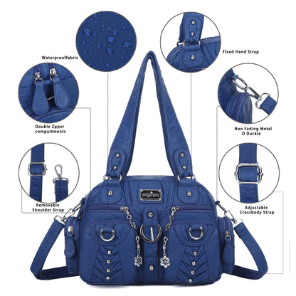 Washed Desigher Handbag For Women with Multi pockets