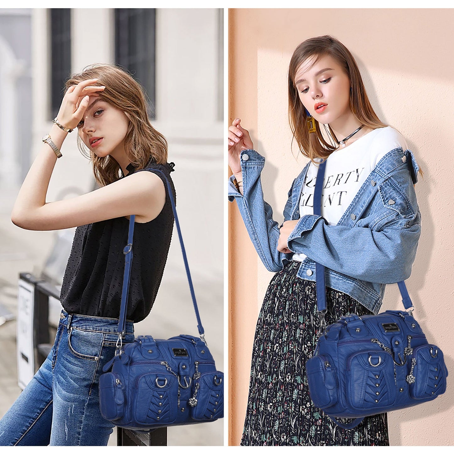 Washed Desigher Handbag For Women with Multi pockets