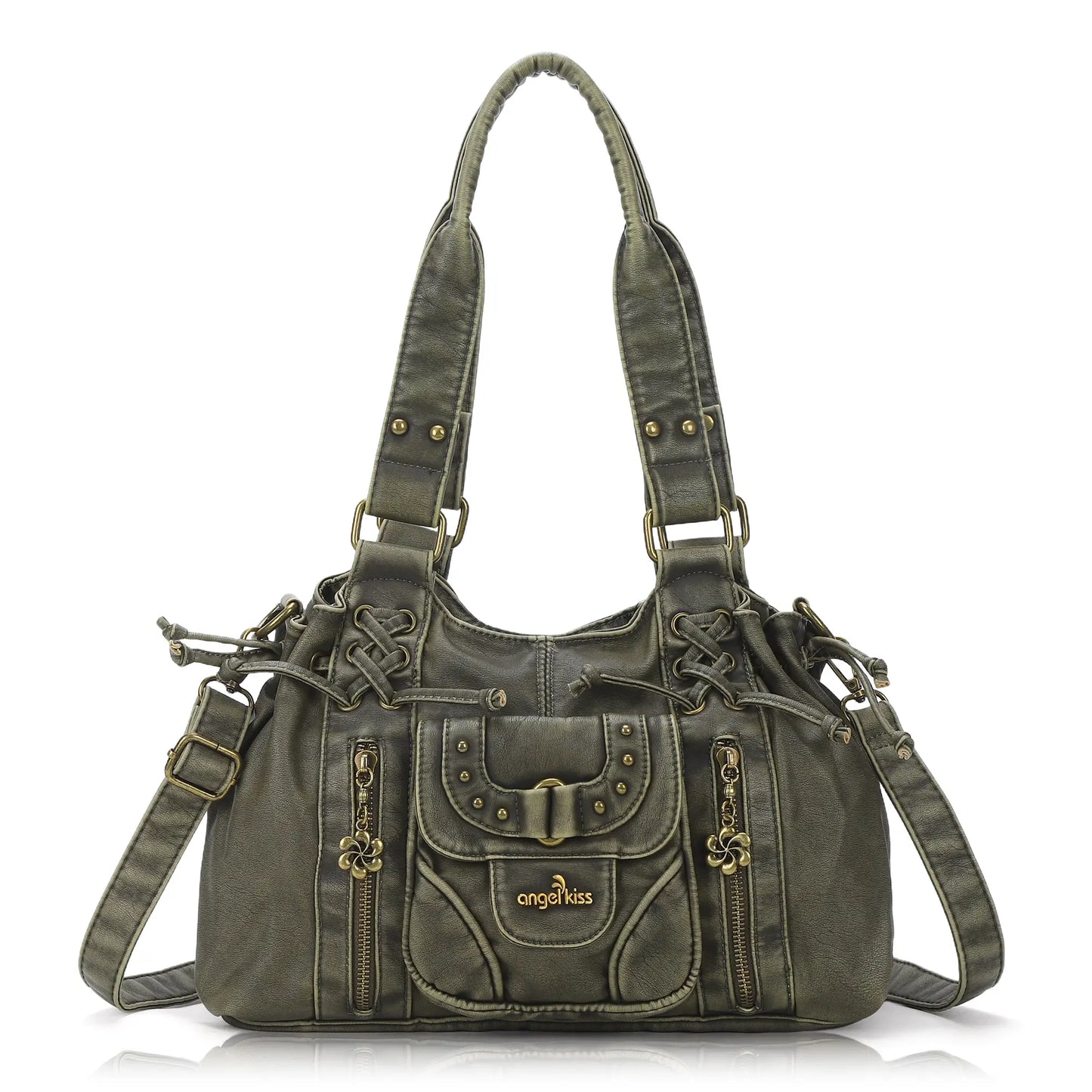 Vintage Multi-Pocket Satchel & Crossbody Bag