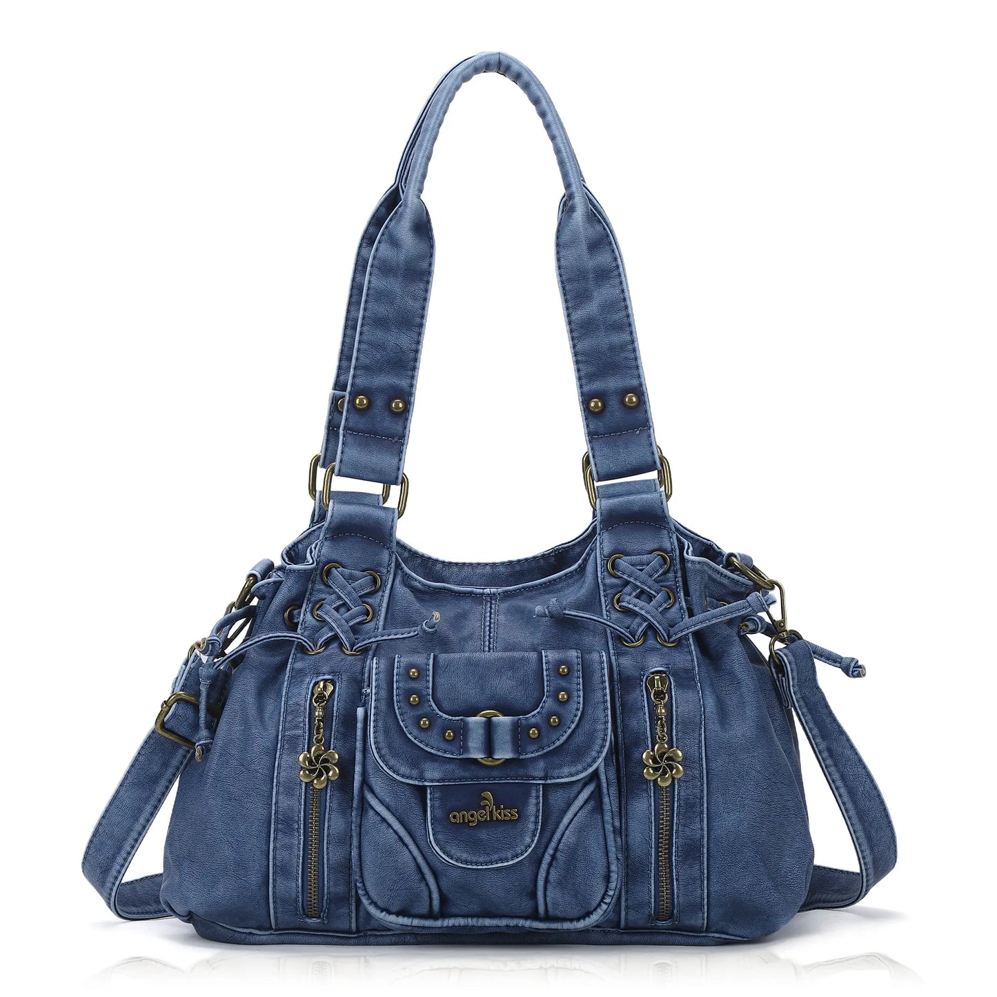 Vintage Multi-Pocket Satchel & Crossbody Bag