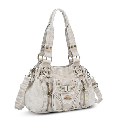 Vintage Multi-Pocket Satchel & Crossbody Bag