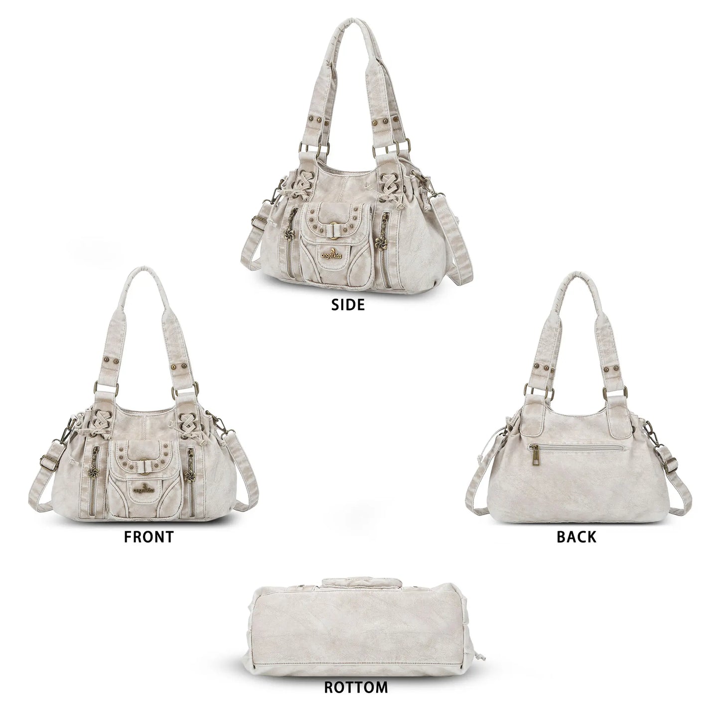 Vintage Multi-Pocket Satchel & Crossbody Bag