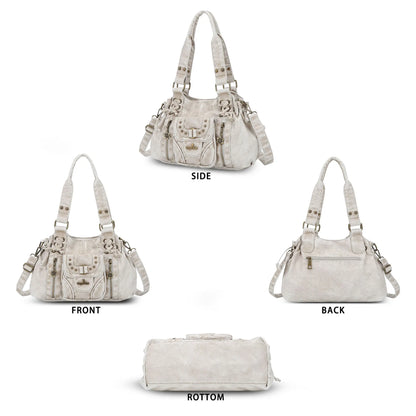 Vintage Multi-Pocket Satchel & Crossbody Bag